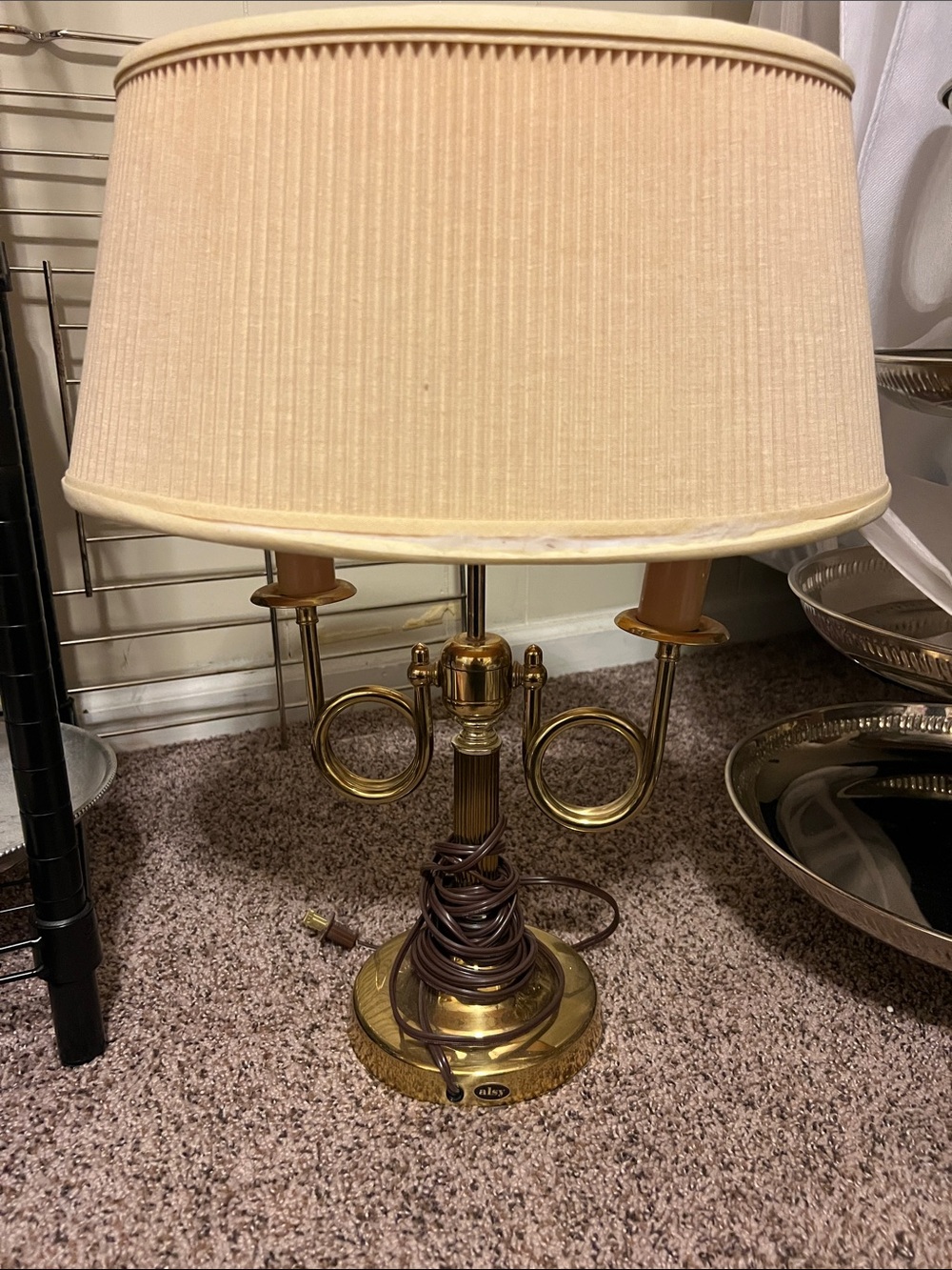 Brass Table Lamp with Cream Shade - Classic Home Dining Accent